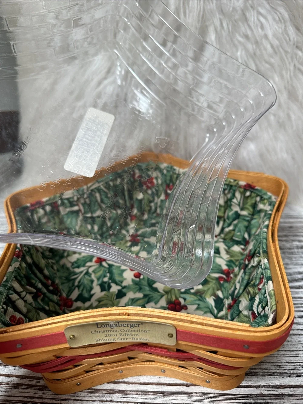Longaberger 2001 Christmas Collection Shining Star Basket, Lid & Liner
